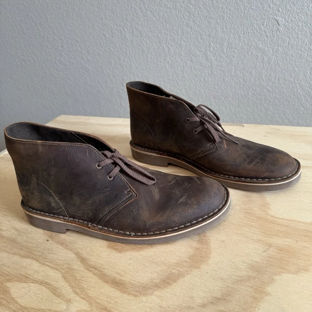 Clark's Men's Size 10.5 Bushacre 2 Chukka‎ Brown Lace Up Boot